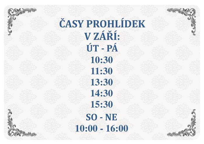 Časy prohlídek září 2023
