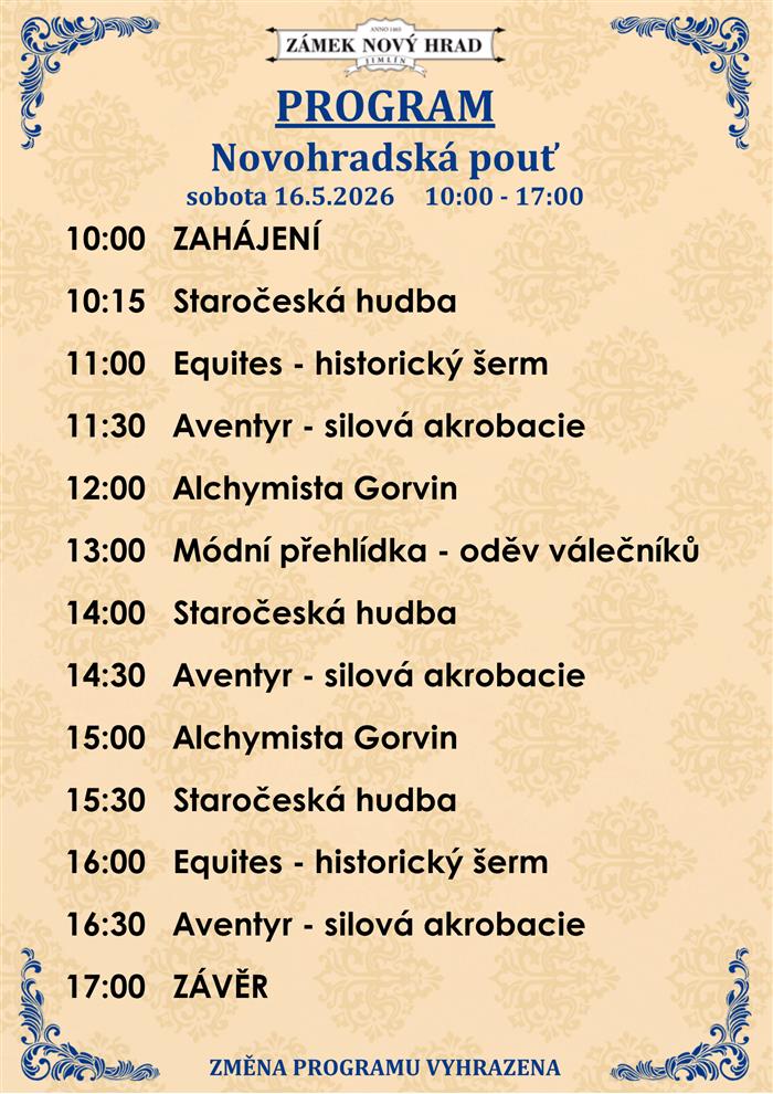 Novohradská pouť program sobota