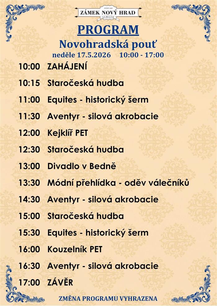 Novohradská pouť program neděle