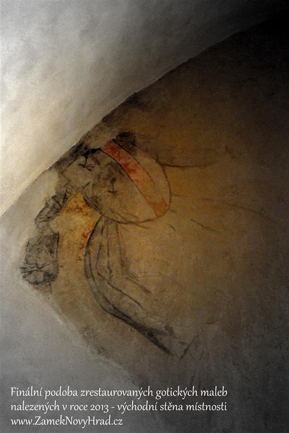 Gotické malby (přelom 15. - 16. století) v severovýchodním nároží paláce - objeveno v roce 2013